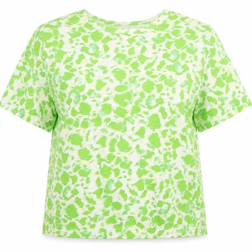 Marks & Spencer Women Green Animal Print T-Shirt UK 14 Short Sleeve