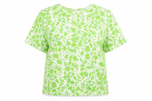 Marks & Spencer Women Green Animal Print T-Shirt UK 14 Short Sleeve