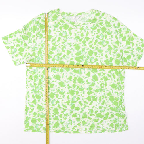 Marks & Spencer Women Green Animal Print T-Shirt UK 14 Short Sleeve
