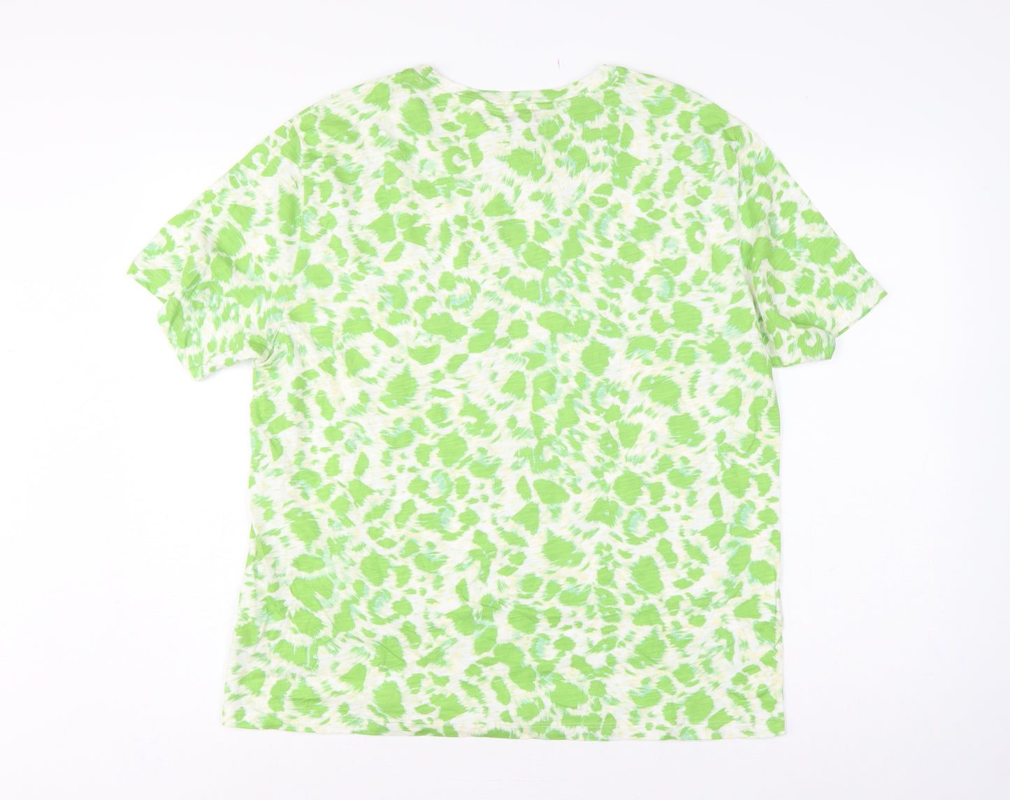 Marks & Spencer Women Green Animal Print T-Shirt UK 14 Short Sleeve