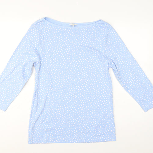 Cotton Traders Women’s Blue UK 14 Polka Dot Long Sleeve Basic Top