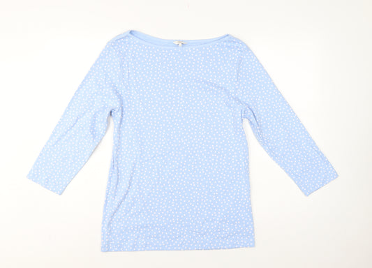 Cotton Traders Women’s Blue UK 14 Polka Dot Long Sleeve Basic Top