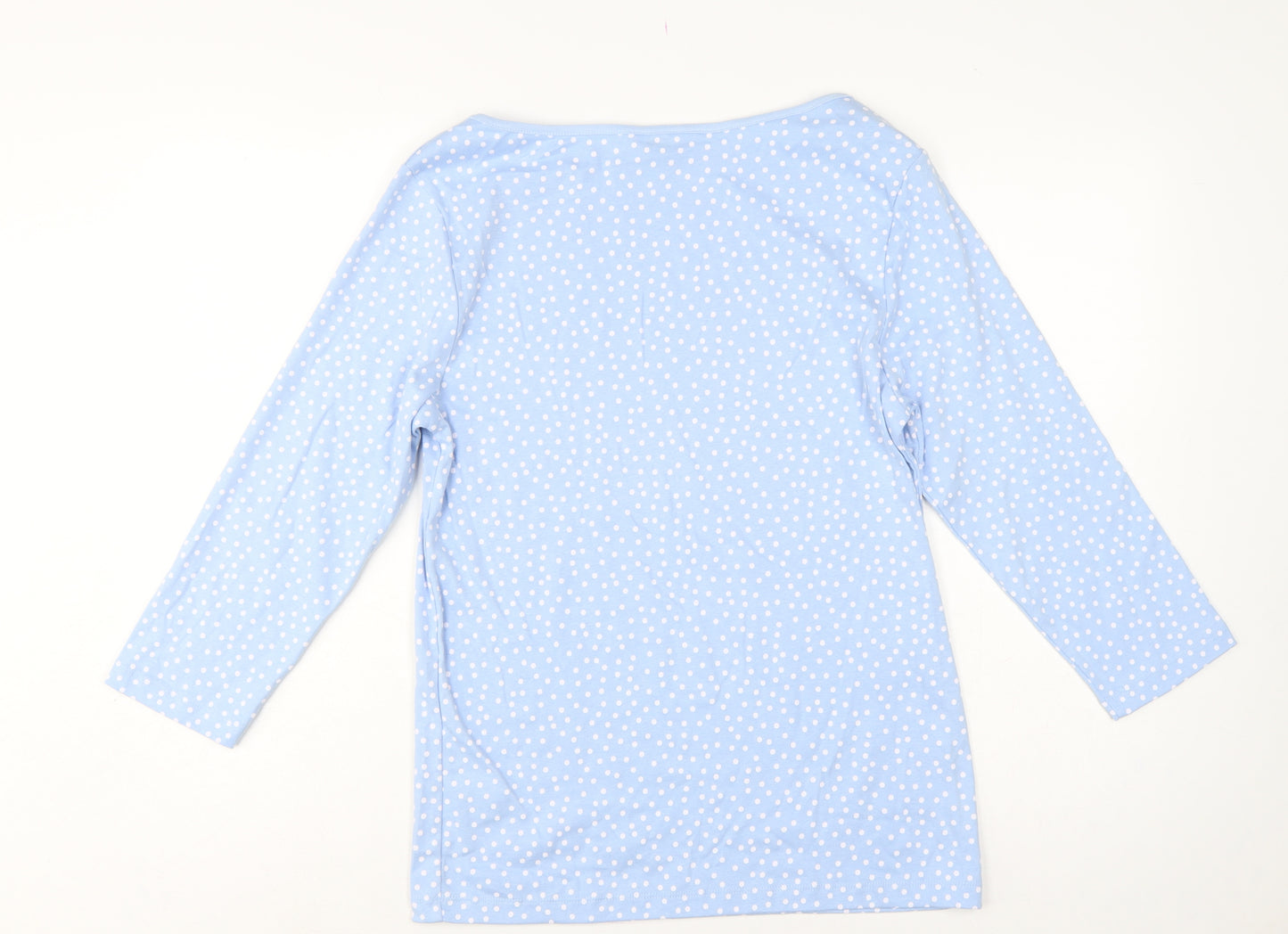 Cotton Traders Women’s Blue UK 14 Polka Dot Long Sleeve Basic Top