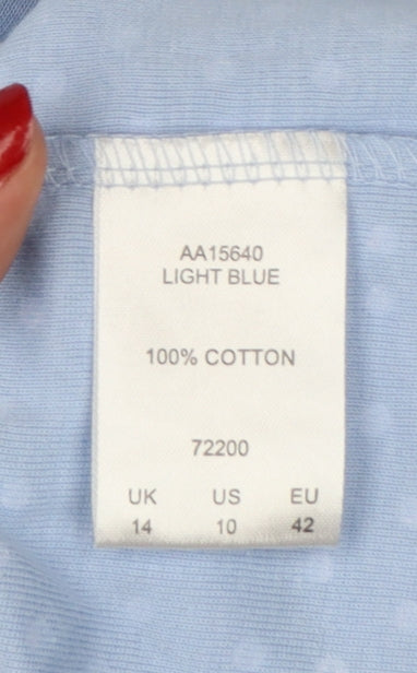 Cotton Traders Women’s Blue UK 14 Polka Dot Long Sleeve Basic Top