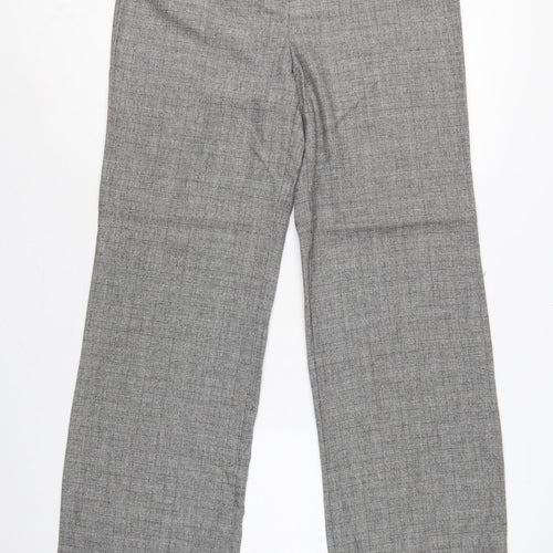 Per Una Women Grey Check Wool Blend Tailored Trousers UK 12