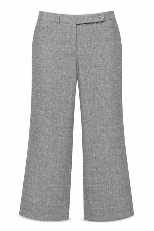 Per Una Women Grey Check Wool Blend Tailored Trousers UK 12