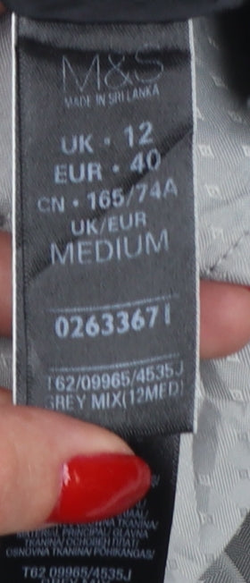 Per Una Women Grey Check Wool Blend Tailored Trousers UK 12