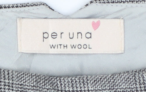 Per Una Women Grey Check Wool Blend Tailored Trousers UK 12