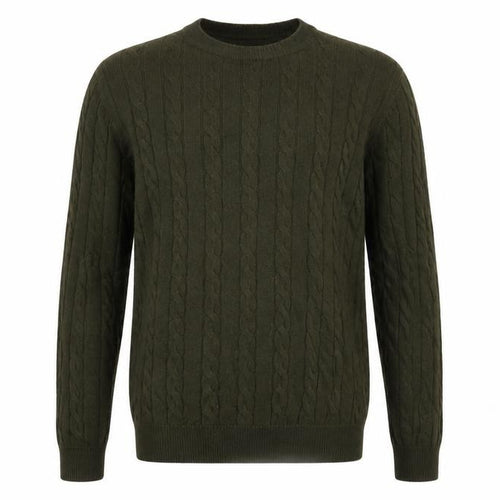 John Lewis Men’s Green M Cable Knit Cotton Cashmere Crew Neck Jumper