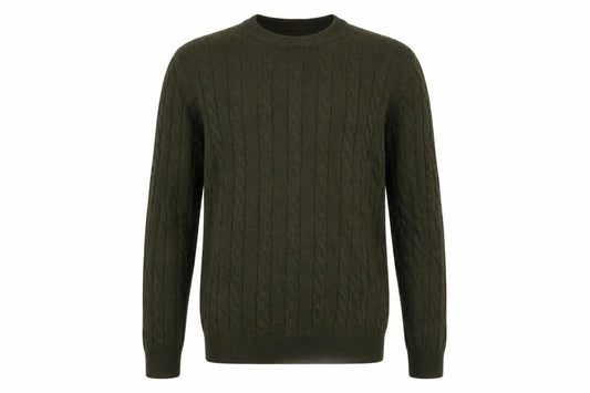 John Lewis Men’s Green M Cable Knit Cotton Cashmere Crew Neck Jumper