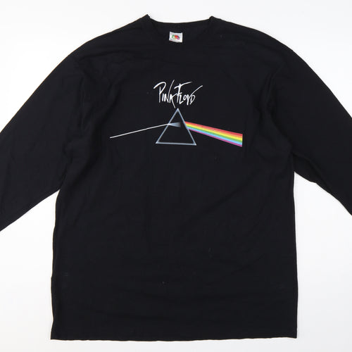 Fruit of Loom Men's Black XL Pink Floyd Prism Band Long Sleeve T-Shirt
