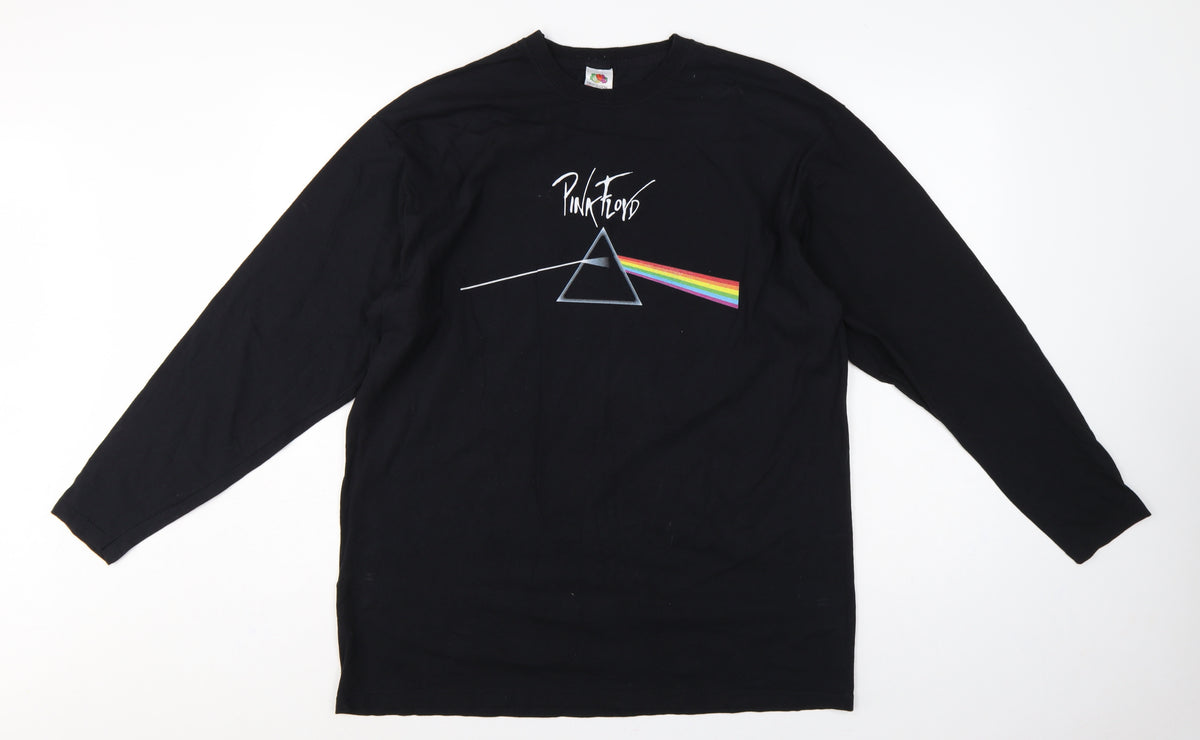 Fruit of Loom Men's Black XL Pink Floyd Prism Band Long Sleeve T-Shirt