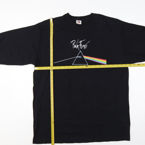 Fruit of Loom Men's Black XL Pink Floyd Prism Band Long Sleeve T-Shirt