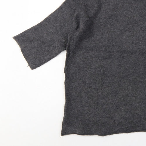 Zara Women Grey M Roll Neck Italian Yarn Knit Tunic Jumper