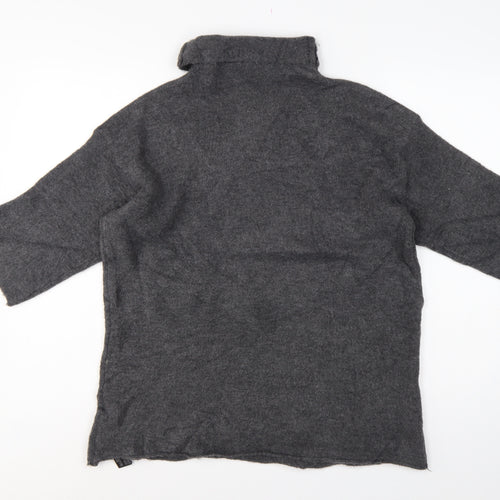 Zara Women Grey M Roll Neck Italian Yarn Knit Tunic Jumper