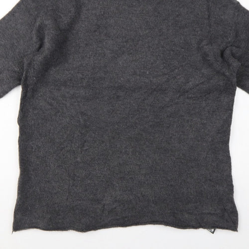 Zara Women Grey M Roll Neck Italian Yarn Knit Tunic Jumper