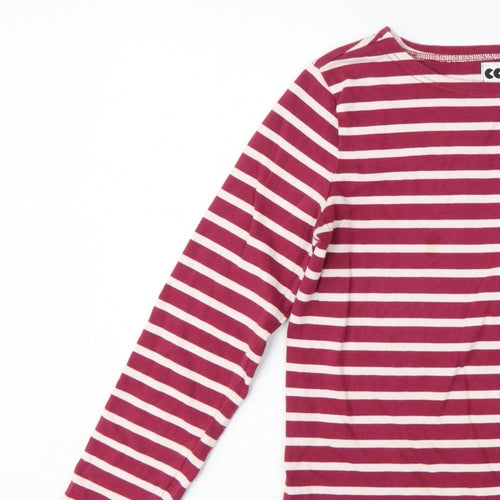 CC Women Pink Stripe Cotton Long Sleeve Boat Neck T-Shirt M