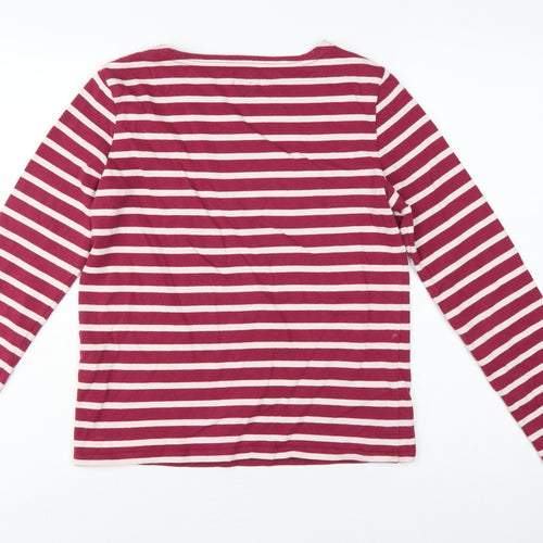 CC Women Pink Stripe Cotton Long Sleeve Boat Neck T-Shirt M