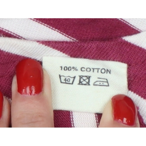 CC Women Pink Stripe Cotton Long Sleeve Boat Neck T-Shirt M