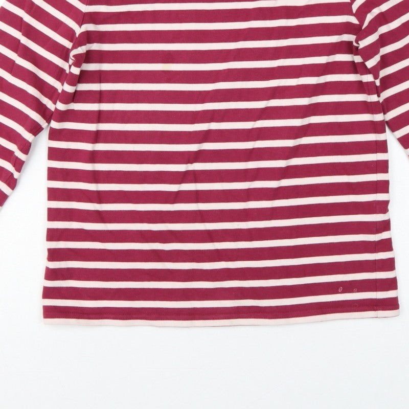 CC Women Pink Stripe Cotton Long Sleeve Boat Neck T-Shirt M
