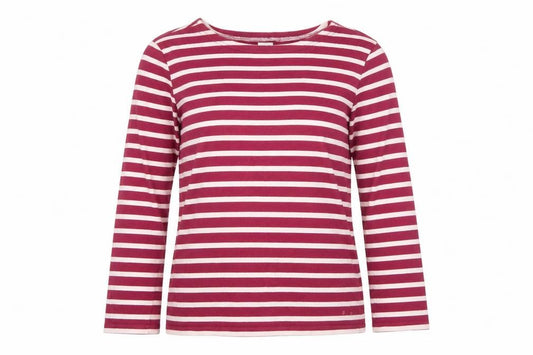 CC Women Pink Stripe Cotton Long Sleeve Boat Neck T-Shirt M