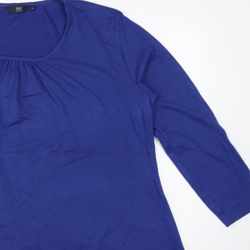 Isle Collection Women Blue XL Scoop Neck Long Sleeve Tunic Jumper