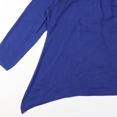 Isle Collection Women Blue XL Scoop Neck Long Sleeve Tunic Jumper