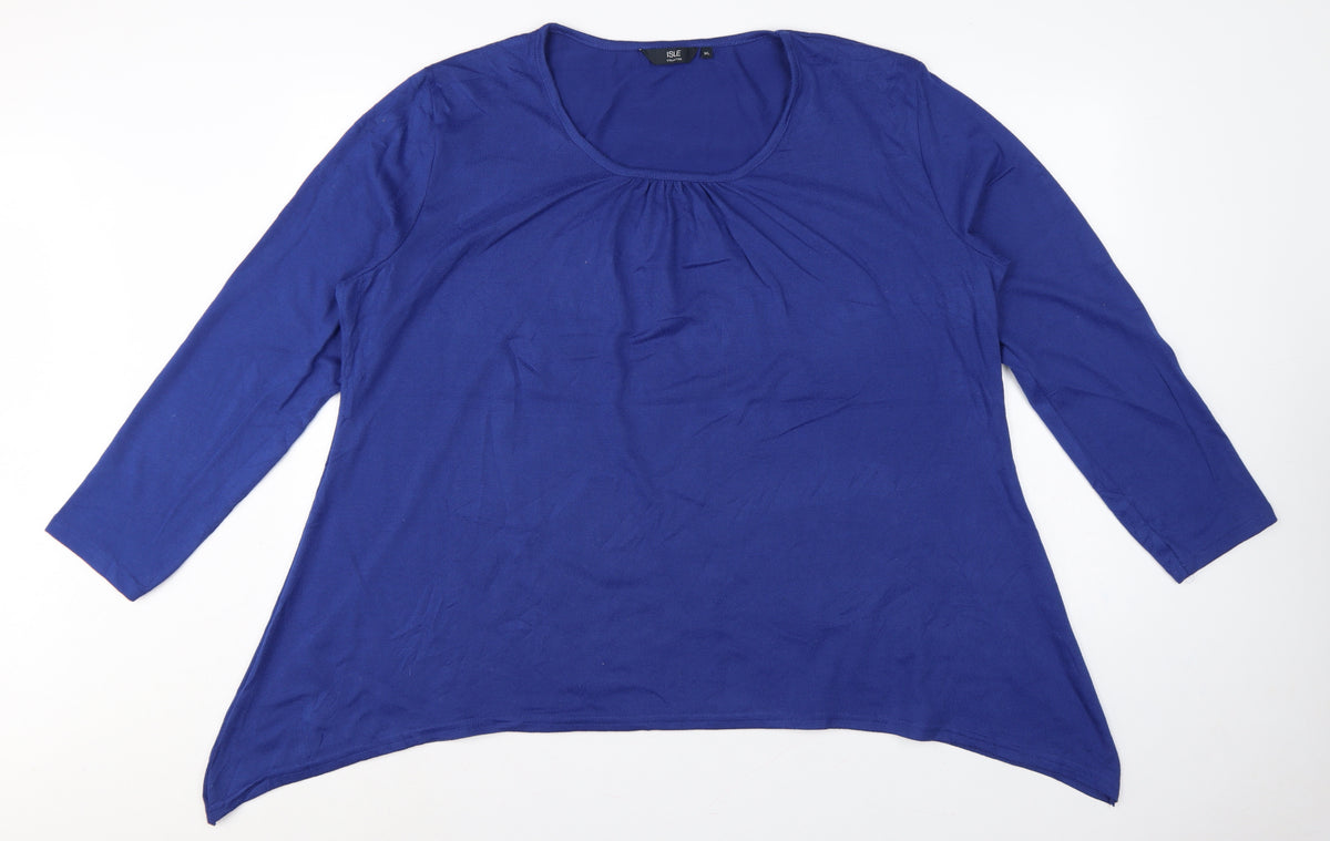 Isle Collection Women Blue XL Scoop Neck Long Sleeve Tunic Jumper