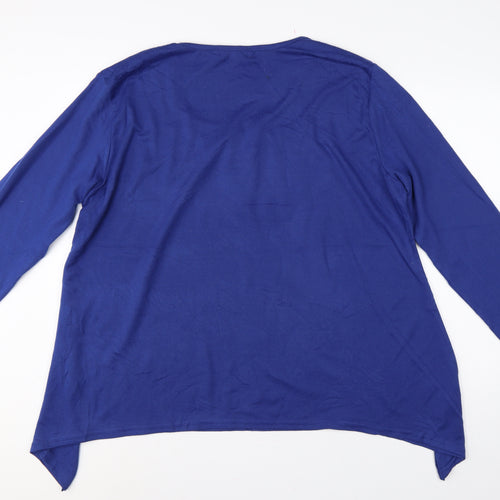 Isle Collection Women Blue XL Scoop Neck Long Sleeve Tunic Jumper