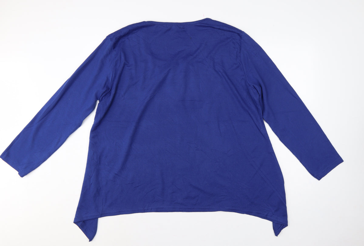 Isle Collection Women Blue XL Scoop Neck Long Sleeve Tunic Jumper