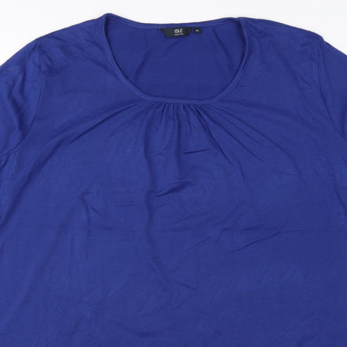 Isle Collection Women Blue XL Scoop Neck Long Sleeve Tunic Jumper