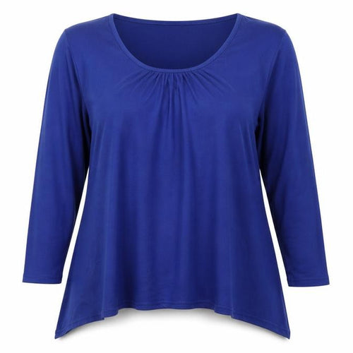 Isle Collection Women Blue XL Scoop Neck Long Sleeve Tunic Jumper