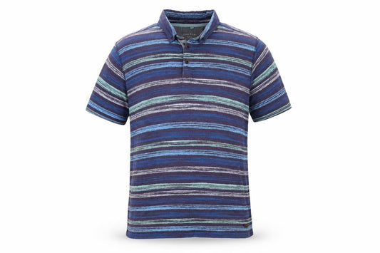 RJR John Rocha Men's Blue Striped Polo Shirt XL Button-Down Collar