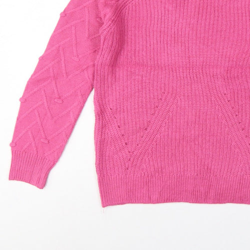 Crew Clothing Company Women Pink Size 8 Cable Knit Crew Neck Jumper