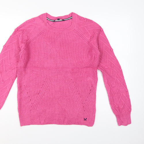 Crew Clothing Company Women Pink Size 8 Cable Knit Crew Neck Jumper