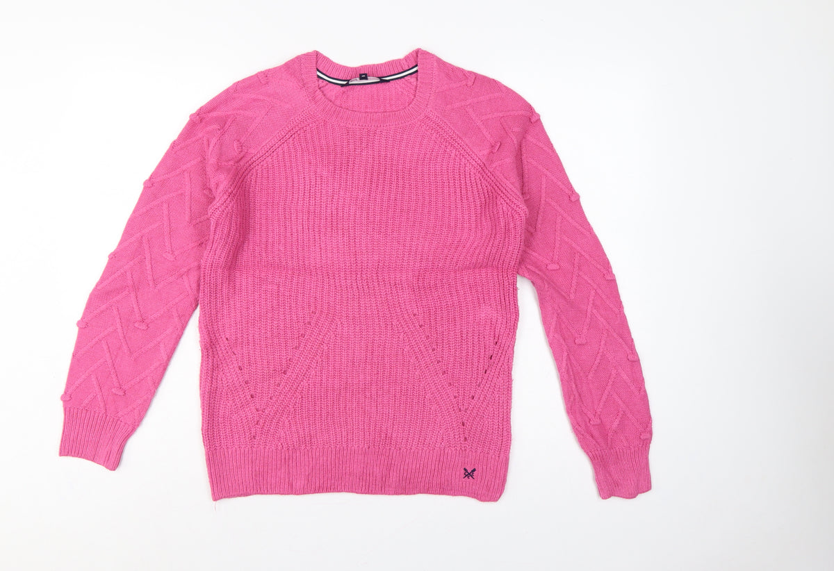 Crew Clothing Company Women Pink Size 8 Cable Knit Crew Neck Jumper