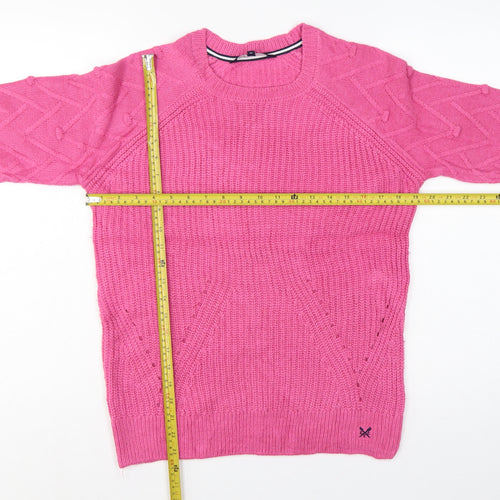 Crew Clothing Company Women Pink Size 8 Cable Knit Crew Neck Jumper
