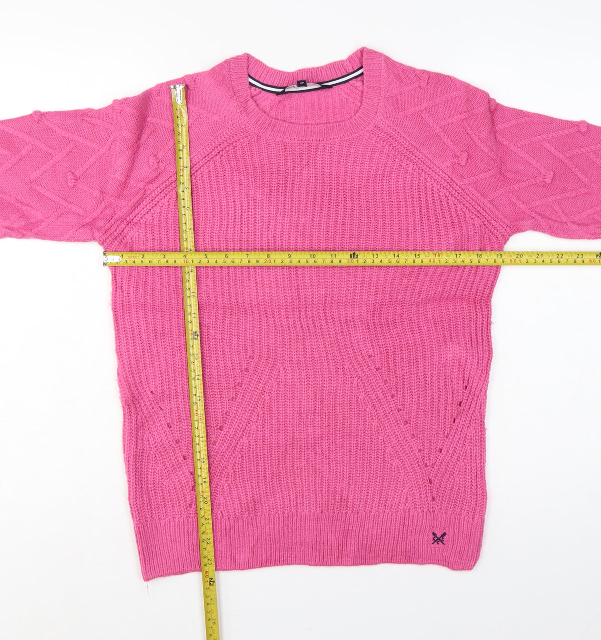 Crew Clothing Company Women Pink Size 8 Cable Knit Crew Neck Jumper