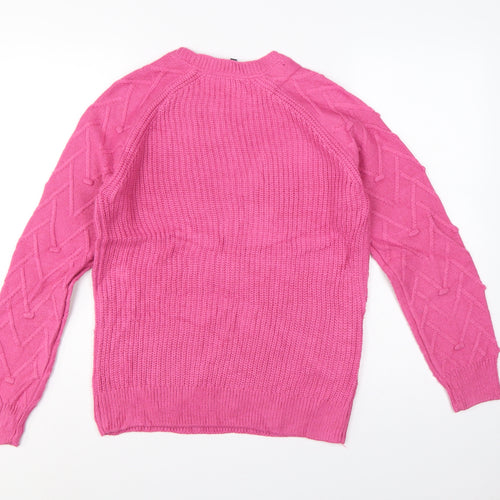 Crew Clothing Company Women Pink Size 8 Cable Knit Crew Neck Jumper