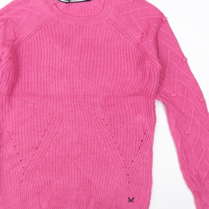 Crew Clothing Company Women Pink Size 8 Cable Knit Crew Neck Jumper
