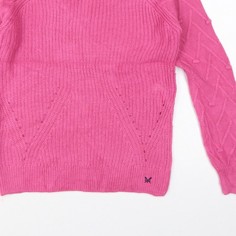 Crew Clothing Company Women Pink Size 8 Cable Knit Crew Neck Jumper