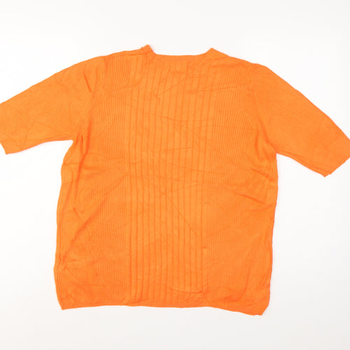 Marks and Spencer Women Orange L Rib Knit Short Sleeve Pullover Jumper