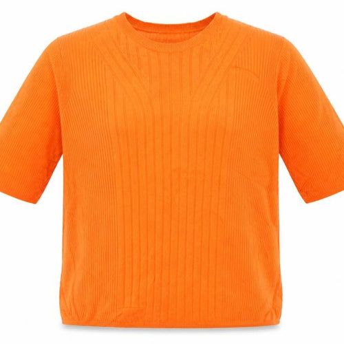Marks and Spencer Women Orange L Rib Knit Short Sleeve Pullover Jumper