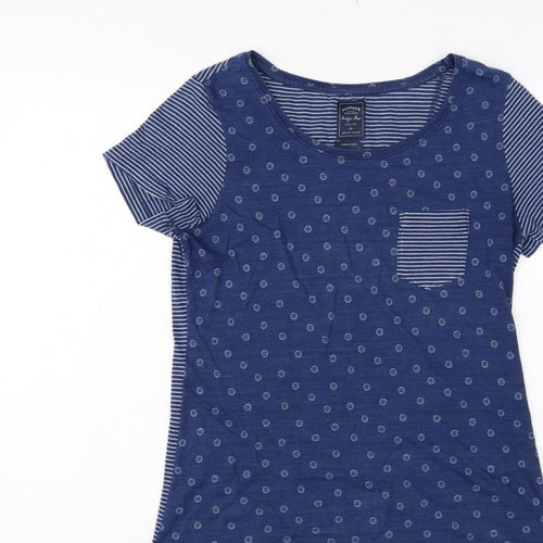 FatFace Women’s Blue Size 8 Floral Stripe Cotton Jersey T-Shirt