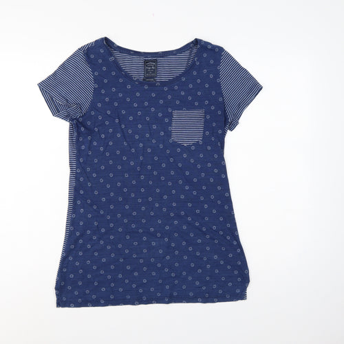 FatFace Women’s Blue Size 8 Floral Stripe Cotton Jersey T-Shirt