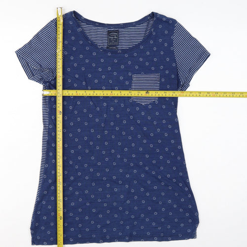 FatFace Women’s Blue Size 8 Floral Stripe Cotton Jersey T-Shirt