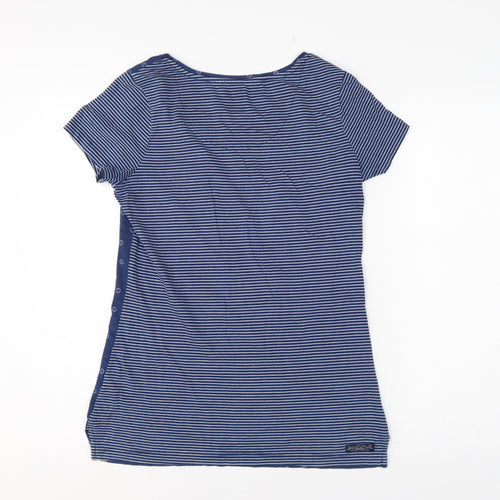FatFace Women’s Blue Size 8 Floral Stripe Cotton Jersey T-Shirt