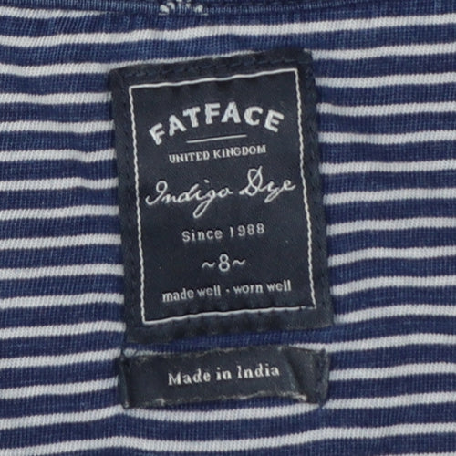 FatFace Women’s Blue Size 8 Floral Stripe Cotton Jersey T-Shirt