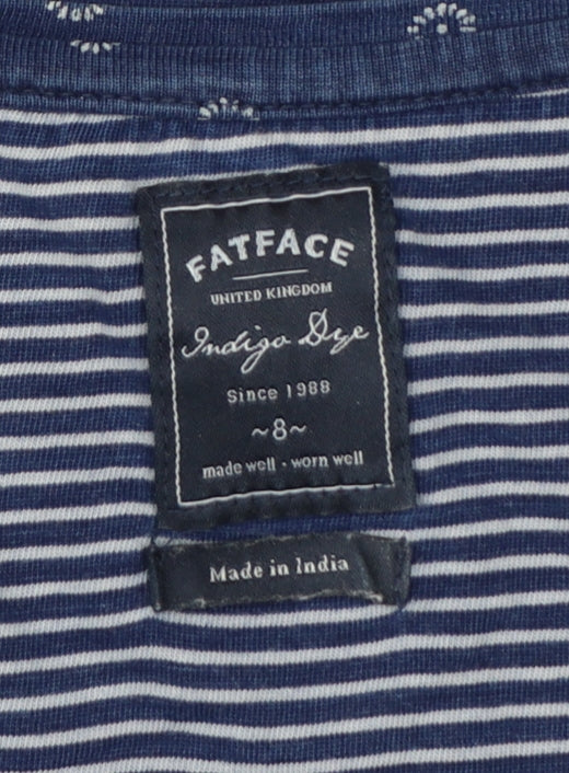 FatFace Women’s Blue Size 8 Floral Stripe Cotton Jersey T-Shirt