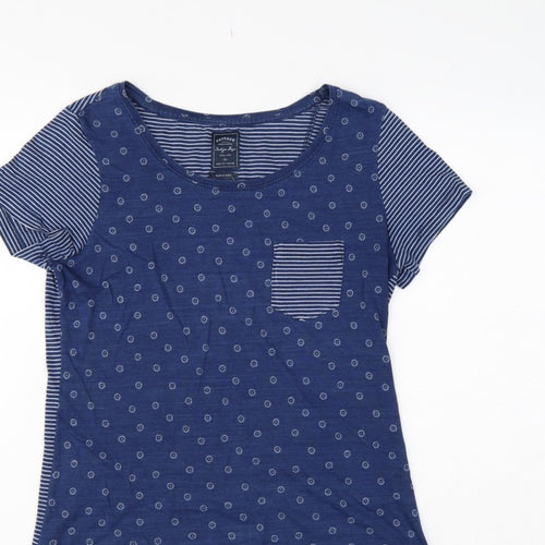 FatFace Women’s Blue Size 8 Floral Stripe Cotton Jersey T-Shirt